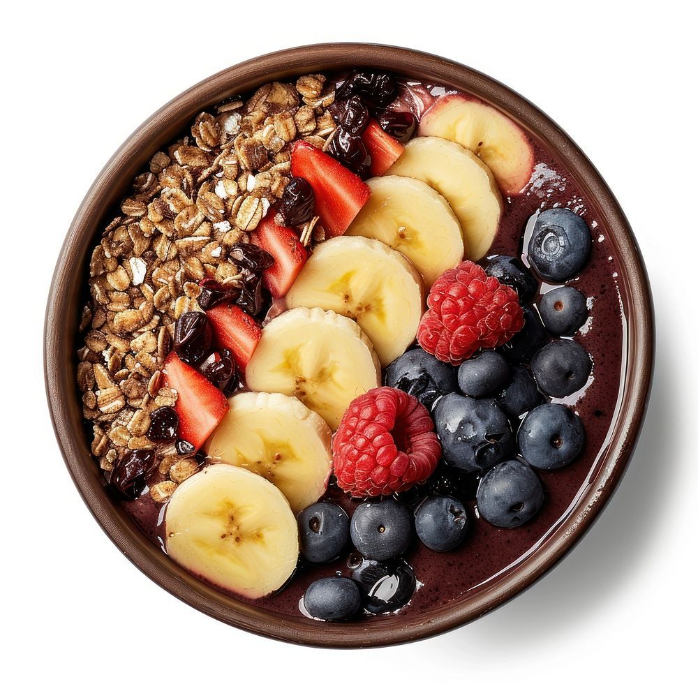Acai bowl sehat dengan granola, buah segar, dan biji chia, cocok untuk sarapan milenial.